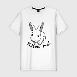 Футболка slim-fit Rabbit: follow me, цвет: белый