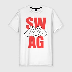 Футболка slim-fit SWAG Hands, цвет: белый