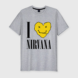 Мужская slim-футболка I love Nirvana