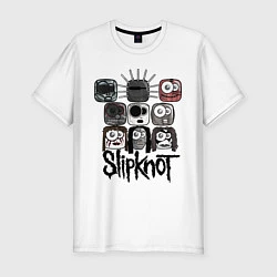 Мужская slim-футболка Slipknot Masks
