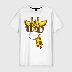 Мужская slim-футболка Жираф в очках