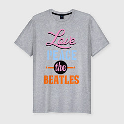 Футболка slim-fit Love peace the Beatles, цвет: меланж