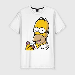 Мужская slim-футболка Гомер с Пончиком