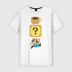Мужская slim-футболка Любитель кофе Марио