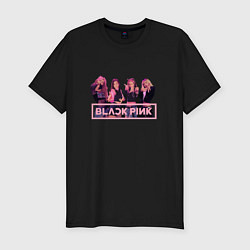 Мужская slim-футболка Black Pink Band