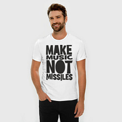 Футболка slim-fit Make Music Not Missiles, цвет: белый — фото 2