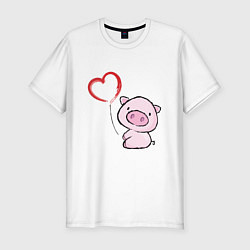 Мужская slim-футболка Pig Love