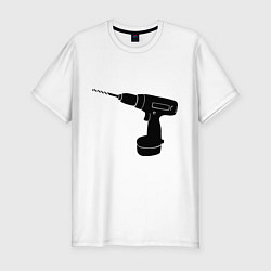 Футболка slim-fit Она: перфоратор, цвет: белый