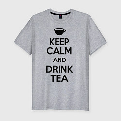 Футболка slim-fit Keep Calm & Drink Tea, цвет: меланж