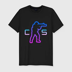 Футболка slim-fit CS - логотип с бойцом, цвет: черный