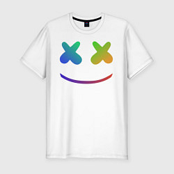 Мужская slim-футболка Marshmello: Rainbow Face