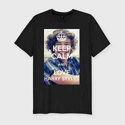 Мужская slim-футболка Keep Calm & Love Harry Styles