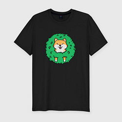 Футболка slim-fit Bush Shiba Inu, цвет: черный