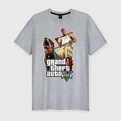 Футболка slim-fit GTA 5: Man & Dog, цвет: меланж