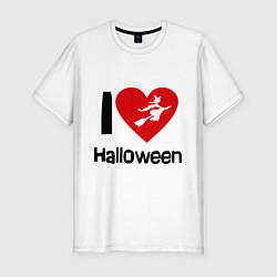 Футболка slim-fit I love halloween (Я люблю хэллоуин), цвет: белый