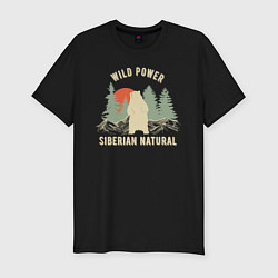 Мужская slim-футболка Сибирь Дикая сила