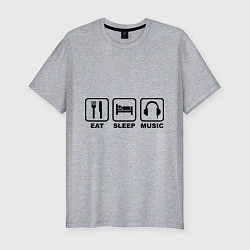 Мужская slim-футболка Eat Sleep Music