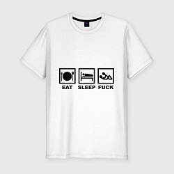 Футболка slim-fit Eat sleep fuck, цвет: белый