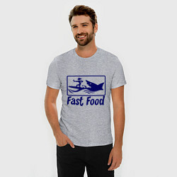 Футболка slim-fit Shark fast food, цвет: меланж — фото 2