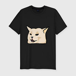 Футболка slim-fit Woman yelling at cat, цвет: черный