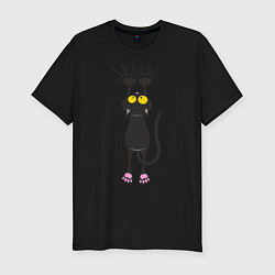 Мужская slim-футболка Висящий кот