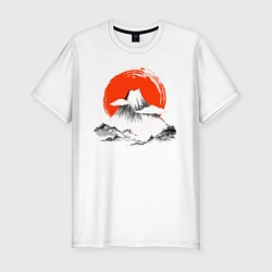 Мужская slim-футболка Гора Фудзияма
