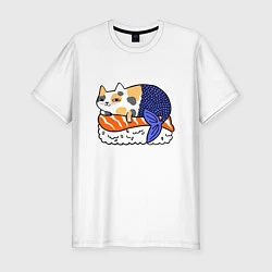 Футболка slim-fit Sushi Cat, цвет: белый