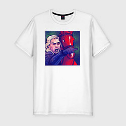 Футболка slim-fit Witcher yelling at Ведьмак mem, цвет: белый