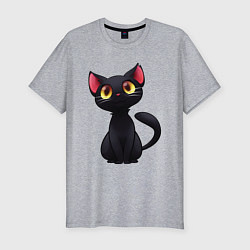 Мужская slim-футболка Черный котенок
