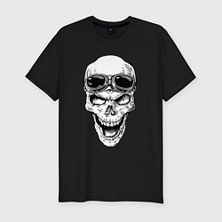 Футболка slim-fit Skull and glasses, цвет: черный