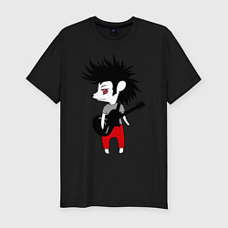 Мужская slim-футболка Ежик рок музыкант