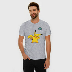 Футболка slim-fit Pokemon pikachu 1, цвет: меланж — фото 2