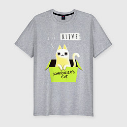 Футболка slim-fit Кот спереди жив, а сзади, цвет: меланж