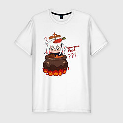 Футболка slim-fit Genshin Impact Paimon food, цвет: белый