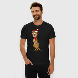 Футболка slim-fit Новогодний сурикат, цвет: черный — фото 2