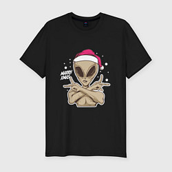 Футболка slim-fit Alien Santa, цвет: черный