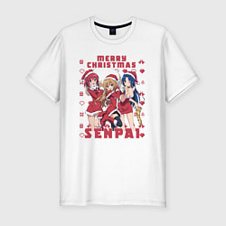 Футболка slim-fit MERRY CHRISTMAS SENPAI, цвет: белый