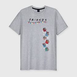 Футболка slim-fit Friends Подарки и снег, цвет: меланж