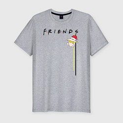 Футболка slim-fit Friends Подарки и снег, цвет: меланж