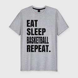 Футболка slim-fit EAT SLEEP BASKETBALL REPEAT, цвет: меланж