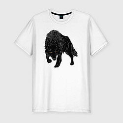 Мужская slim-футболка Черный Волк