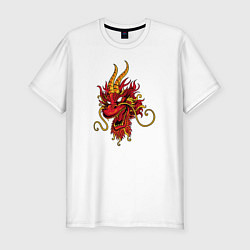 Футболка slim-fit Китайский дракон, цвет: белый