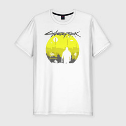 Футболка slim-fit Cyberpunk 2077 CITY, цвет: белый