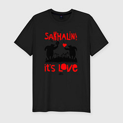 Футболка slim-fit Сахалин - это любовь, цвет: черный