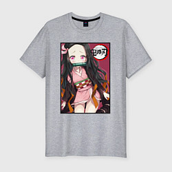 Футболка slim-fit DEMON SLAYER KIMETSU NO YAIBA КЛИНОК РАССЕКАЮЩИЙ Д, цвет: меланж