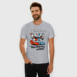 Футболка slim-fit Cuphead, Dont deal with devil, цвет: меланж — фото 2