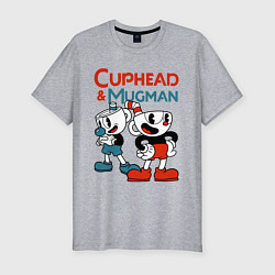 Мужская slim-футболка Cuphead & Mugman