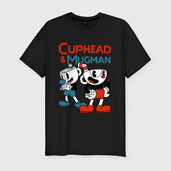 Мужская slim-футболка Cuphead & Mugman