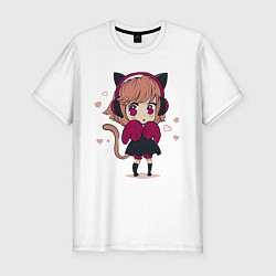 Футболка slim-fit Little kawaii anime girl, цвет: белый