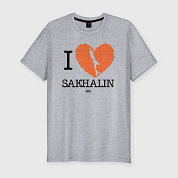 Футболка slim-fit I love Sakhalin, цвет: меланж